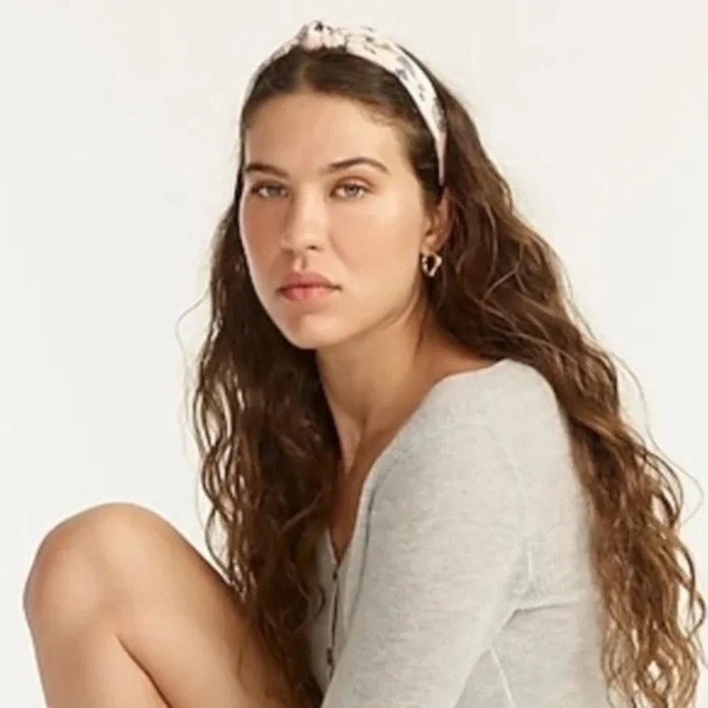 J. Crew Silk Knot Pink Bandana Print Headband